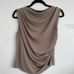 Dynamite Taupe Draped Sleeveless Blouse
